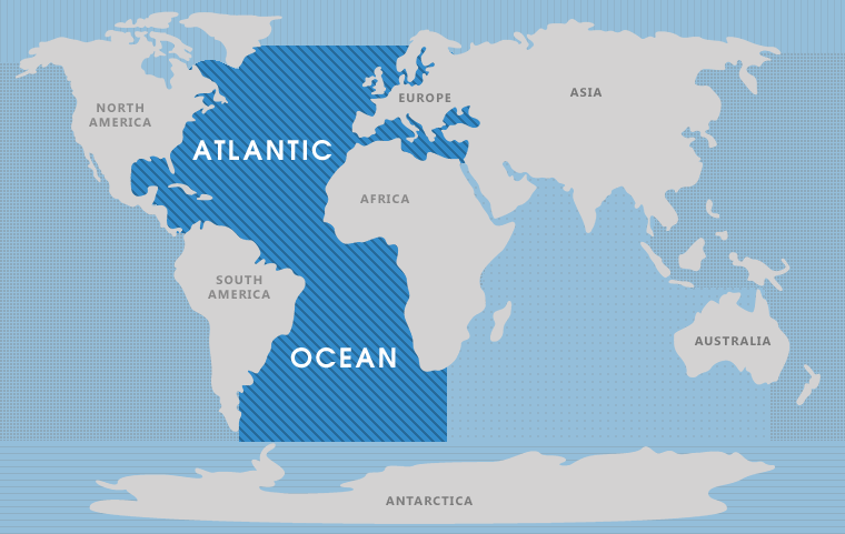 location of atlantic ocean on world map 5 Oceans Of The World The 7 Continents Of The World location of atlantic ocean on world map