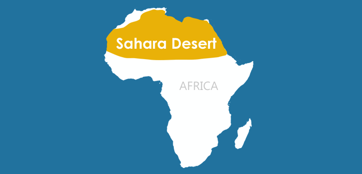 sahara desert location on world map